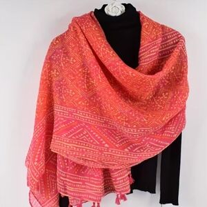 Dark Pink & Gold Design Scarf